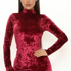 Fashion Nova Crushing It Velvet Mini Dress - Wine -Fashion Nova Dresses Shop 11 10 21Studio2 CE BH 11 19 52 34 RD72209 Wine 0527 PB