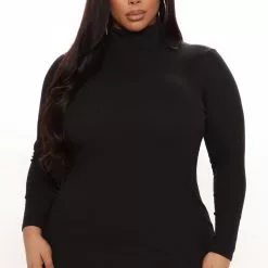 Fashion Nova Serious Attitude Ribbed Mini Dress - Black -Fashion Nova Dresses Shop 11 10 21Studio3 RT KP 12 09 57 28 RD44326L Black 0248 PLUS PB