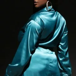 Fashion Nova Ivana Long Sleeve Satin Maxi Dress - Teal -Fashion Nova Dresses Shop 11 10 21Studio6 SN RL 11 33 46 14 A25930 Teal 15629 PLUS WG