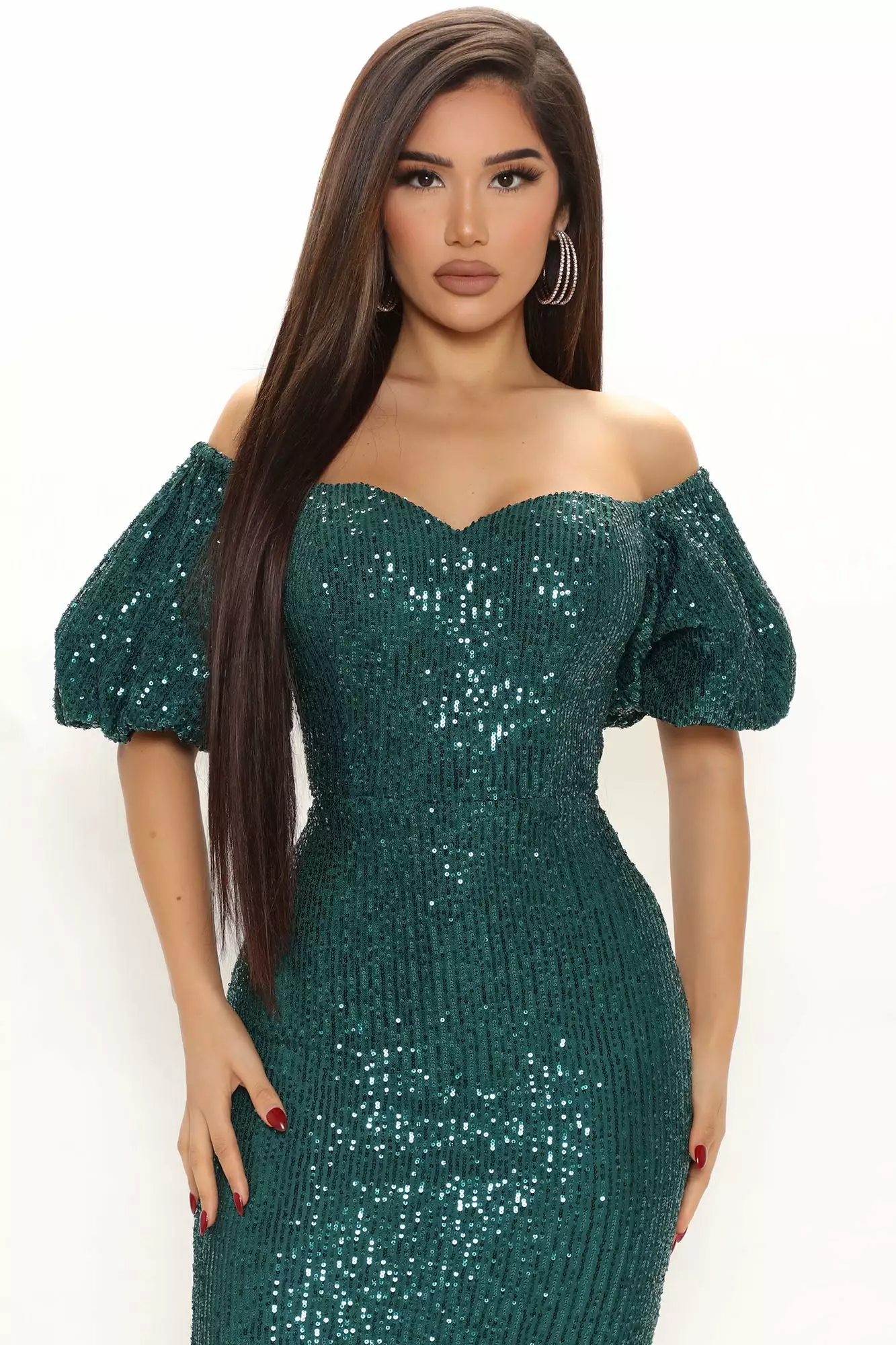 Fashion Nova God's Gift Sequin Midi Dress - Hunter 4 Fashion Nova God's Gift Sequin Midi Dress - Hunter - Image 2