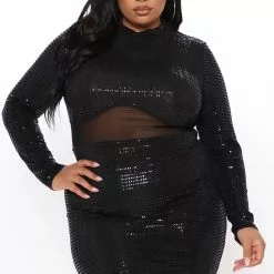 Fashion Nova Irreplaceable Metallic Mini Dress - Black/Copper -Fashion Nova Dresses Shop 11 13 20Studio3 DM MJ 13 31 07 46 D253481 Black 0583 PLUS RA