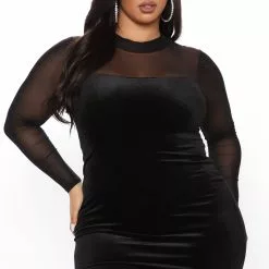 Fashion Nova Sierra Velvet Mini Dress - Black -Fashion Nova Dresses Shop 11 16 20Studio3 RT ON 09 46 18 22 RD71372 Black 0512 PLUS RA