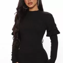 Fashion Nova Mauna Long Sleeve Mini Dress - Black -Fashion Nova Dresses Shop 11 17 20Studio3 CE SA 14 55 58 55 RD33752L Black P 0843 EH