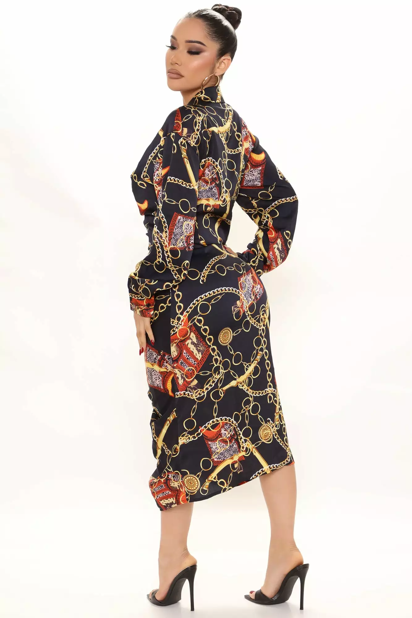 Fashion Nova Becoming Rich Satin Shirt Dress - Navy/combo 5 Fashion Nova Becoming Rich Satin Shirt Dress - Navy/combo - Image 3