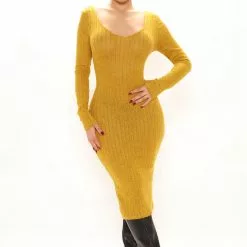 Fashion Nova For The Thrill Of It Midi Dress - Mustard
