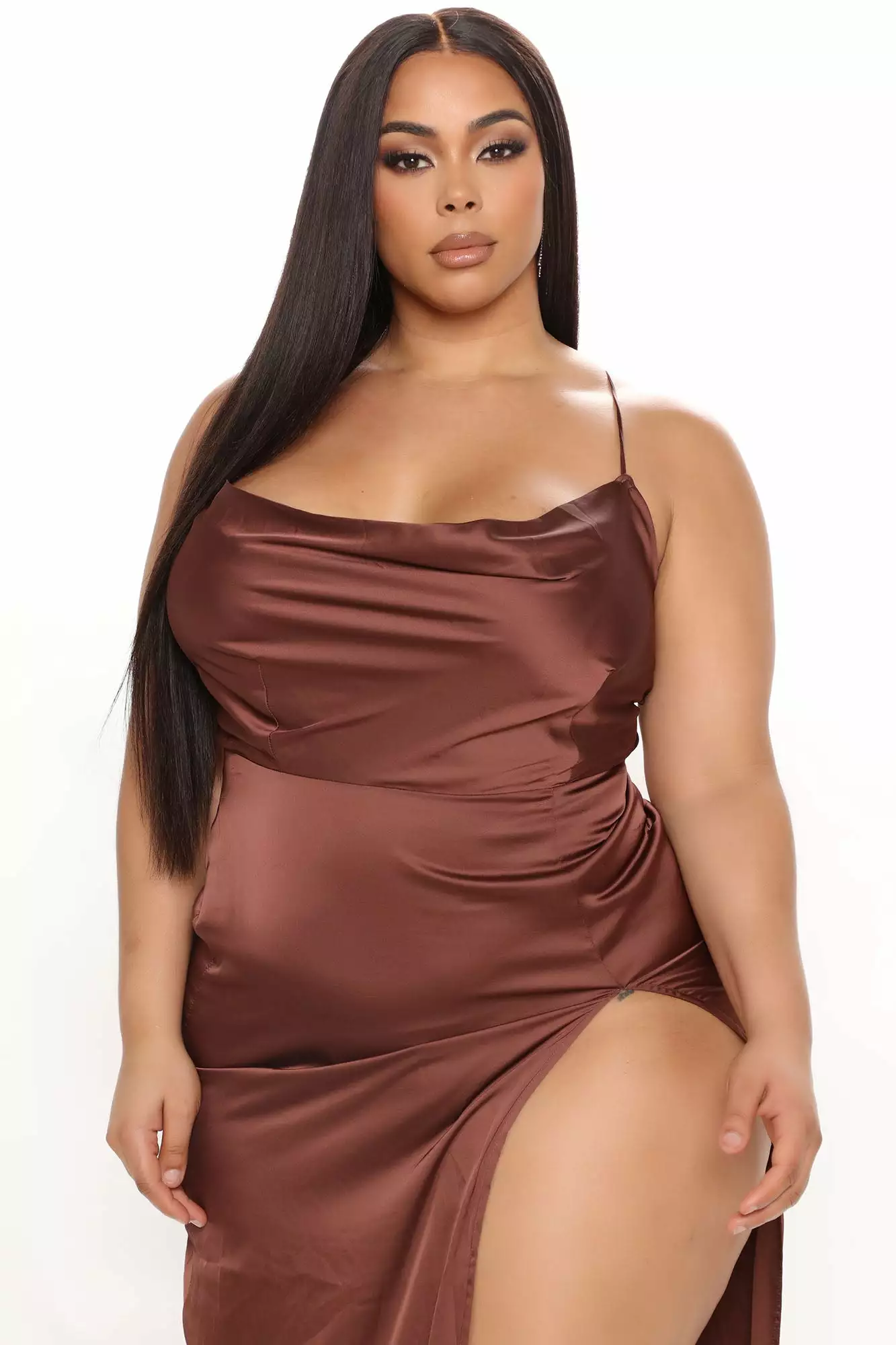 Fashion Nova Annika Satin Maxi Dress - Chocolate 10 Fashion Nova Annika Satin Maxi Dress - Chocolate - Image 8