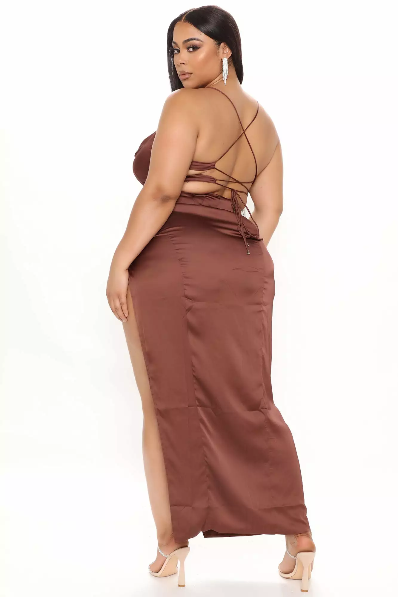 Fashion Nova Annika Satin Maxi Dress - Chocolate 11 Fashion Nova Annika Satin Maxi Dress - Chocolate - Image 9