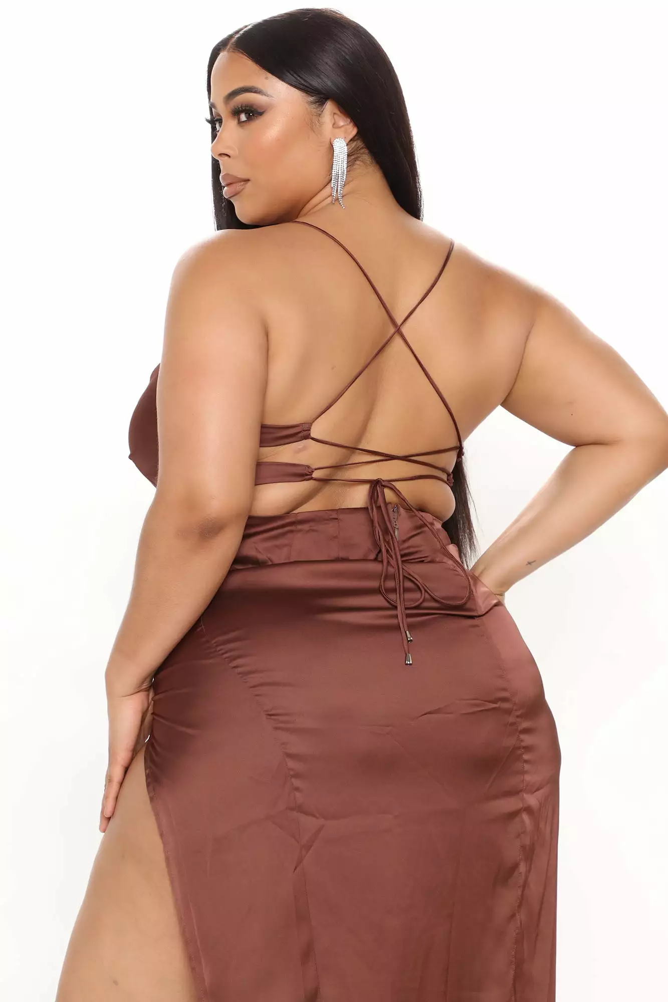 Fashion Nova Annika Satin Maxi Dress - Chocolate 12 Fashion Nova Annika Satin Maxi Dress - Chocolate - Image 10