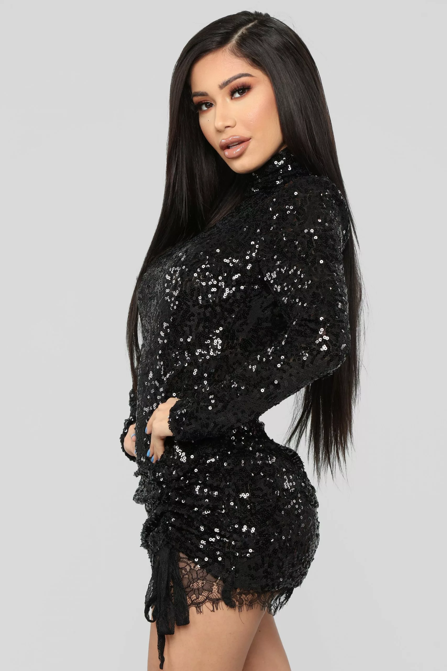 Fashion Nova Craze For Fame Sequin Mini Dress - Black 8 Fashion Nova Craze For Fame Sequin Mini Dress - Black - Image 6