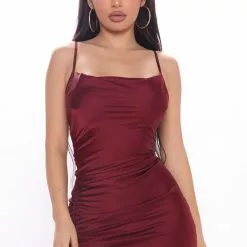 Fashion Nova Gabby Abby Satin Midi Dress - Burgundy -Fashion Nova Dresses Shop 11 19 20Studio2 RT SD 14 45 39 45 MD2461 Burgundy 2232 NT