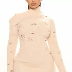 Fashion Nova Stormi Sweater Mini Dress - Cream