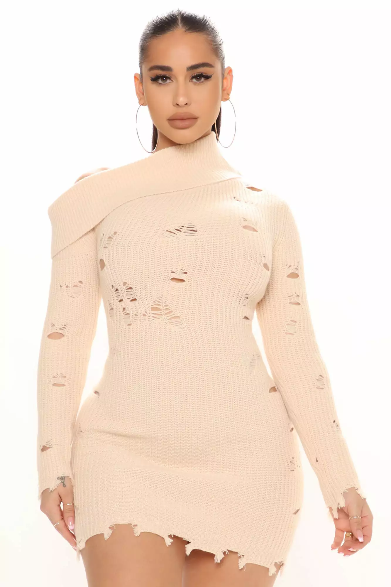 Fashion Nova Stormi Sweater Mini Dress - Cream 3 Fashion Nova Stormi Sweater Mini Dress - Cream