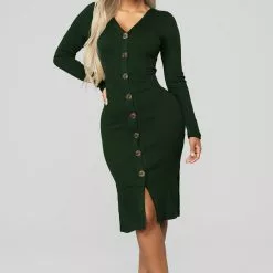 Fashion Nova Show Some Sass Sweater Dress - Hunter Green