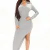 Fashion Nova One Step Closer Maxi Dress - Heather Grey
