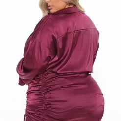 Fashion Nova Girlfriend Material Satin Mini Dress - Plum -Fashion Nova Dresses Shop 11 22 21Studio4 ME RL 12 23 19 41 MD7524 Plum 2654 PLUS KL