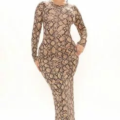 Fashion Nova Wild At Heart Maxi Dress - Taupe