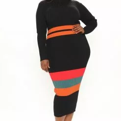 Fashion Nova Amazing Grace Sweater Midi Dress - Black/combo -Fashion Nova Dresses Shop 11 24 21Studio3 ME TB 14 29 59 58 SBD097 Blackcombo 8590 PLUS KL