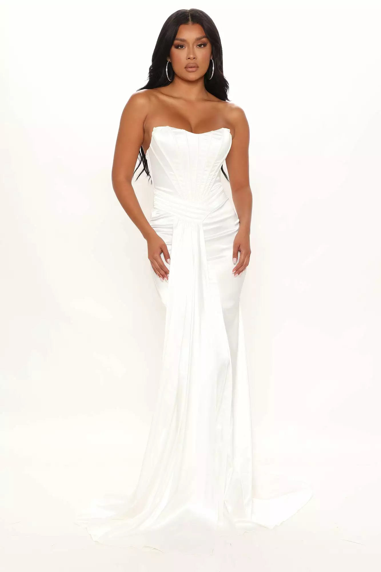 Fashion Nova Celebration Time Satin Gown - White 3 Fashion Nova Celebration Time Satin Gown - White