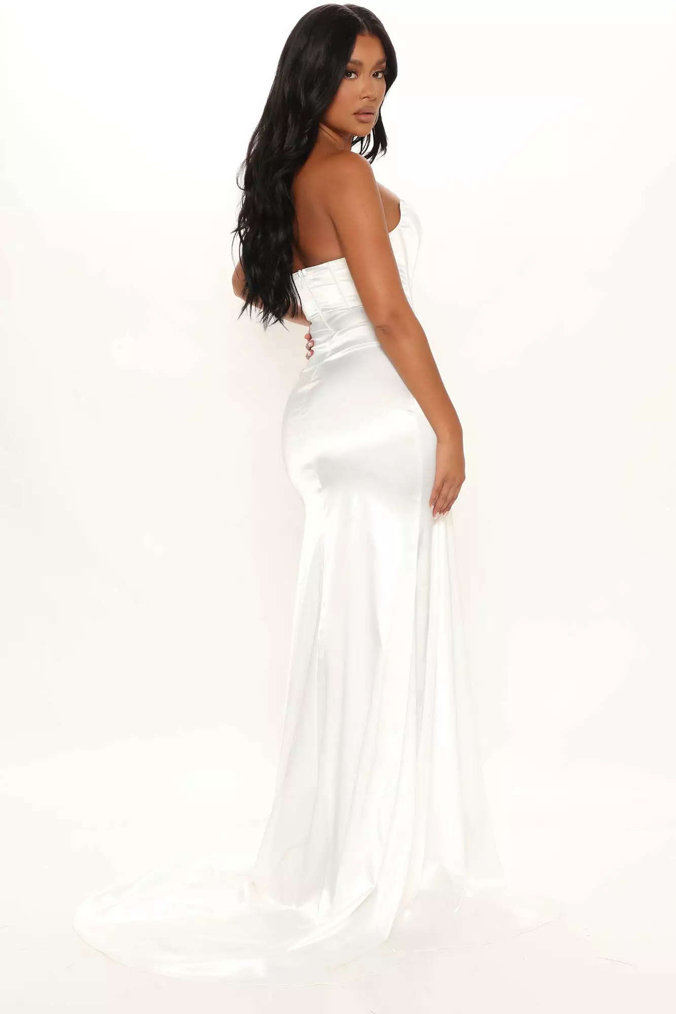 Fashion Nova Celebration Time Satin Gown - White 5 Fashion Nova Celebration Time Satin Gown - White - Image 3