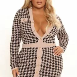 Fashion Nova Cappuccino Please Sweater Midi Dress - Nude/combo -Fashion Nova Dresses Shop 11 30 21Studio1 RM KP 09 52 13 10 SBD230 NudeCombo 5366 KS PLUS