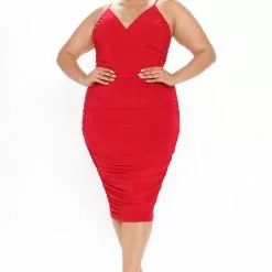 Fashion Nova Lynnea Ruched Midi Dress - Red 11 Fashion Nova Lynnea Ruched Midi Dress - Red -Fashion Nova Dresses Shop 12 01 20Studio3 RT ON 12 37 50 43 D10815 Red 0663 PLUS RA