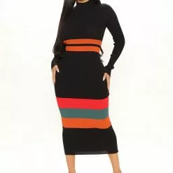 Fashion Nova Amazing Grace Sweater Midi Dress - Black/combo