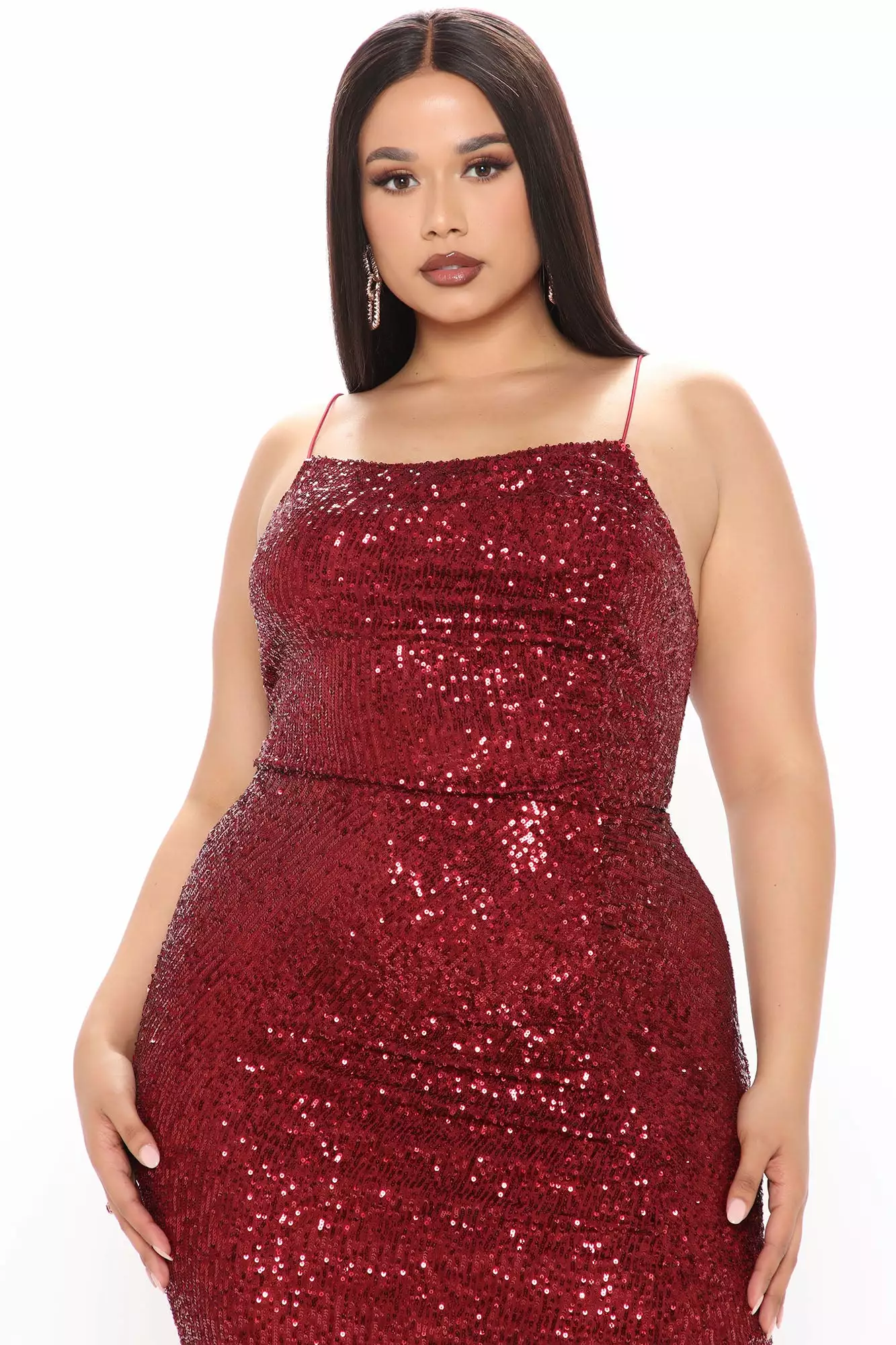 Fashion Nova Highlight Sequin Maxi Dress - Burgundy 8 Fashion Nova Highlight Sequin Maxi Dress - Burgundy - Image 6