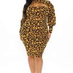 Fashion Nova Wild Attitude Leopard Sweater Dress Set - Black/Yellow -Fashion Nova Dresses Shop 12 07 20Studio3 PA MJ 10 49 14 19 LD3668B BlackYellow 0669 PLUS KL