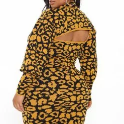 Fashion Nova Wild Attitude Leopard Sweater Dress Set - Black/Yellow -Fashion Nova Dresses Shop 12 07 20Studio3 PA MJ 10 49 27 19 LD3668B BlackYellow 0676 PLUS KL