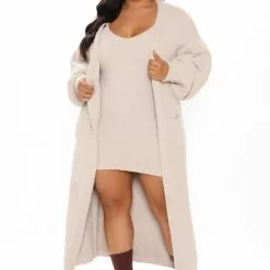 Fashion Nova Living In It Cozy Dress Set - Taupe -Fashion Nova Dresses Shop 12 07 20Studio3 PA MJ 10 59 13 21 D6607C Taupe 0686 PLUS WG