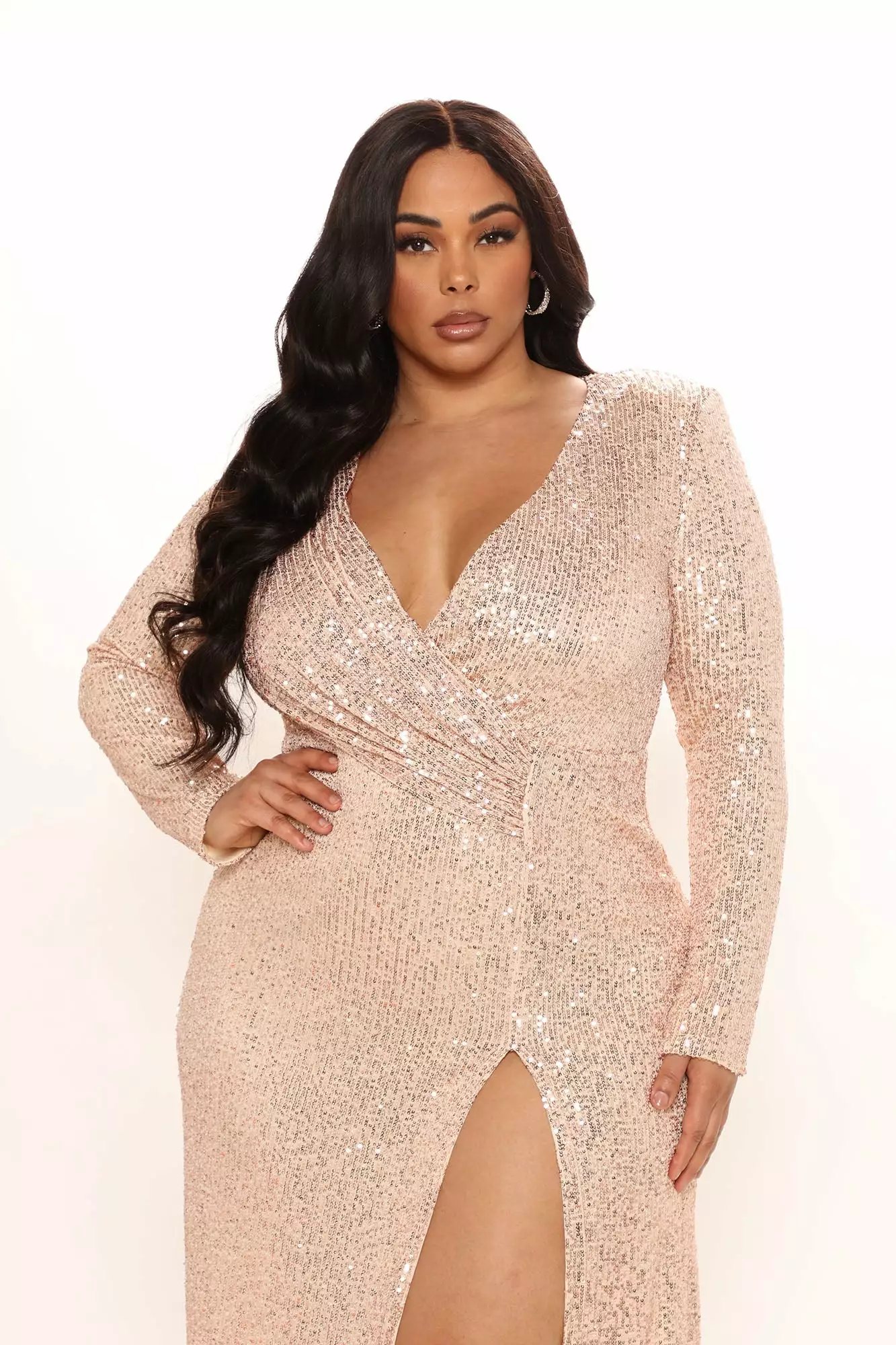 Fashion Nova Boujee Dinners Sequin Maxi Dress - Champagne 8 Fashion Nova Boujee Dinners Sequin Maxi Dress - Champagne - Image 6
