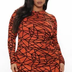 Fashion Nova Mesh It Up Mini Dress - Rust -Fashion Nova Dresses Shop 12 08 20Studio3 SN MJ 13 34 55 56 FN172 Rust PLUS 0520 WG