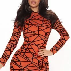 Fashion Nova Mesh It Up Mini Dress - Rust -Fashion Nova Dresses Shop 12 09 20Studio2 DM SD 15 09 34 57 FN172 Rust 12924 JK