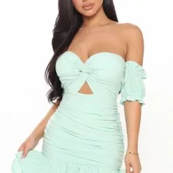 Fashion Nova Alora Ruched Mini Dress - Mint -Fashion Nova Dresses Shop 12 15 20Studio2 RT SD 10 54 50 17 DI3998 Mint 15210 JK