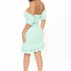 Fashion Nova Alora Ruched Mini Dress - Mint -Fashion Nova Dresses Shop 12 15 20Studio2 RT SD 10 55 07 17 DI3998 Mint 15213 JK