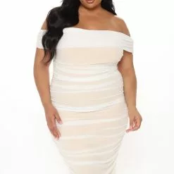 Fashion Nova Ready And Ruched Mesh Midi Dress - White 14 Fashion Nova Ready And Ruched Mesh Midi Dress - White -Fashion Nova Dresses Shop 12 15 20Studio4 RM TB 09 55 14 5 73383 White 52936 PLUS RG