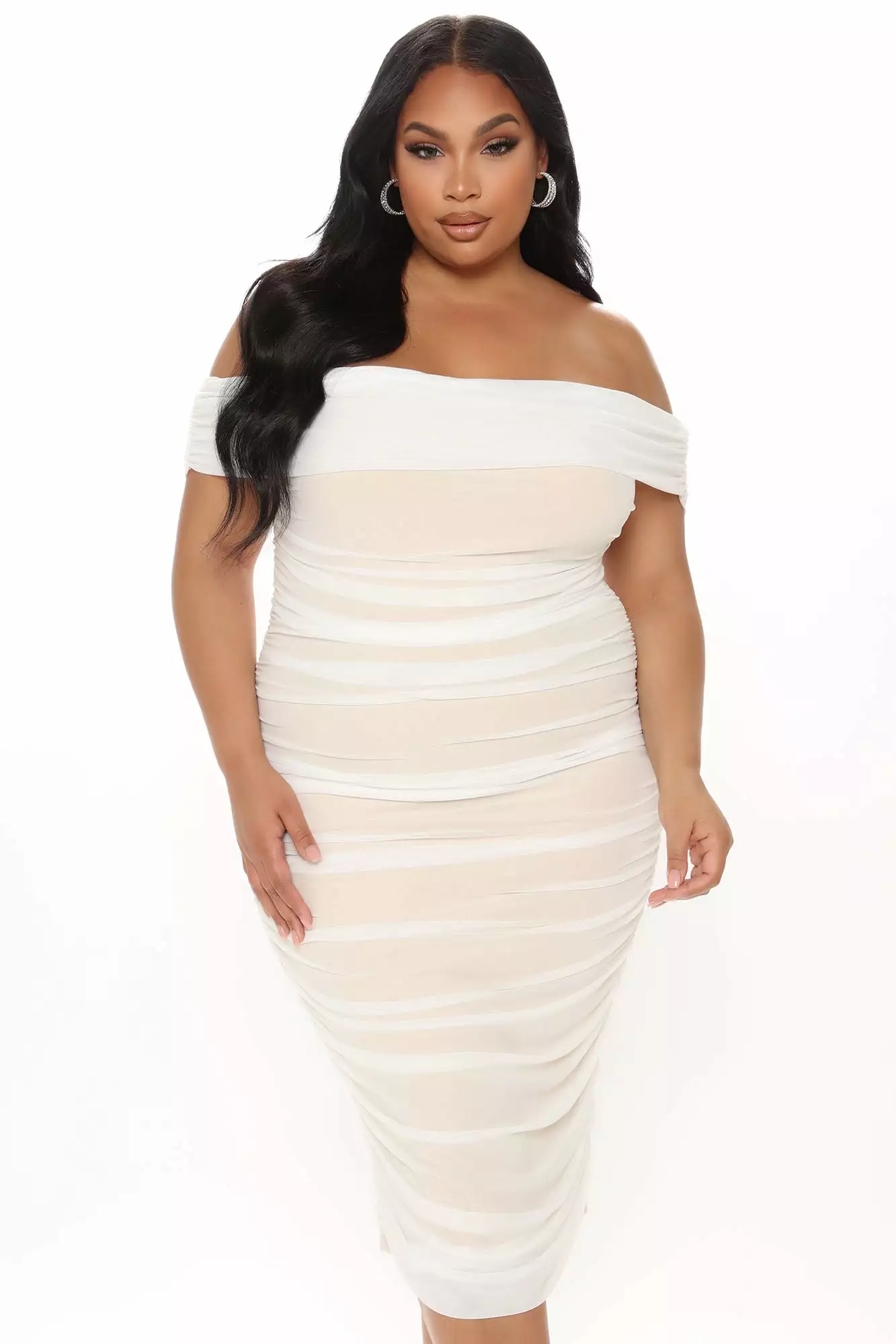 Fashion Nova Ready And Ruched Mesh Midi Dress - White 8 Fashion Nova Ready And Ruched Mesh Midi Dress - White - Image 6