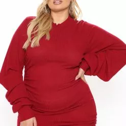 Fashion Nova Sweetheart Of Mine Ruched Dress - Burgundy -Fashion Nova Dresses Shop 12 16 20Sudio3 SN SD 11 43 28 23 WD9888 Burgundy PLUS 0766 JK