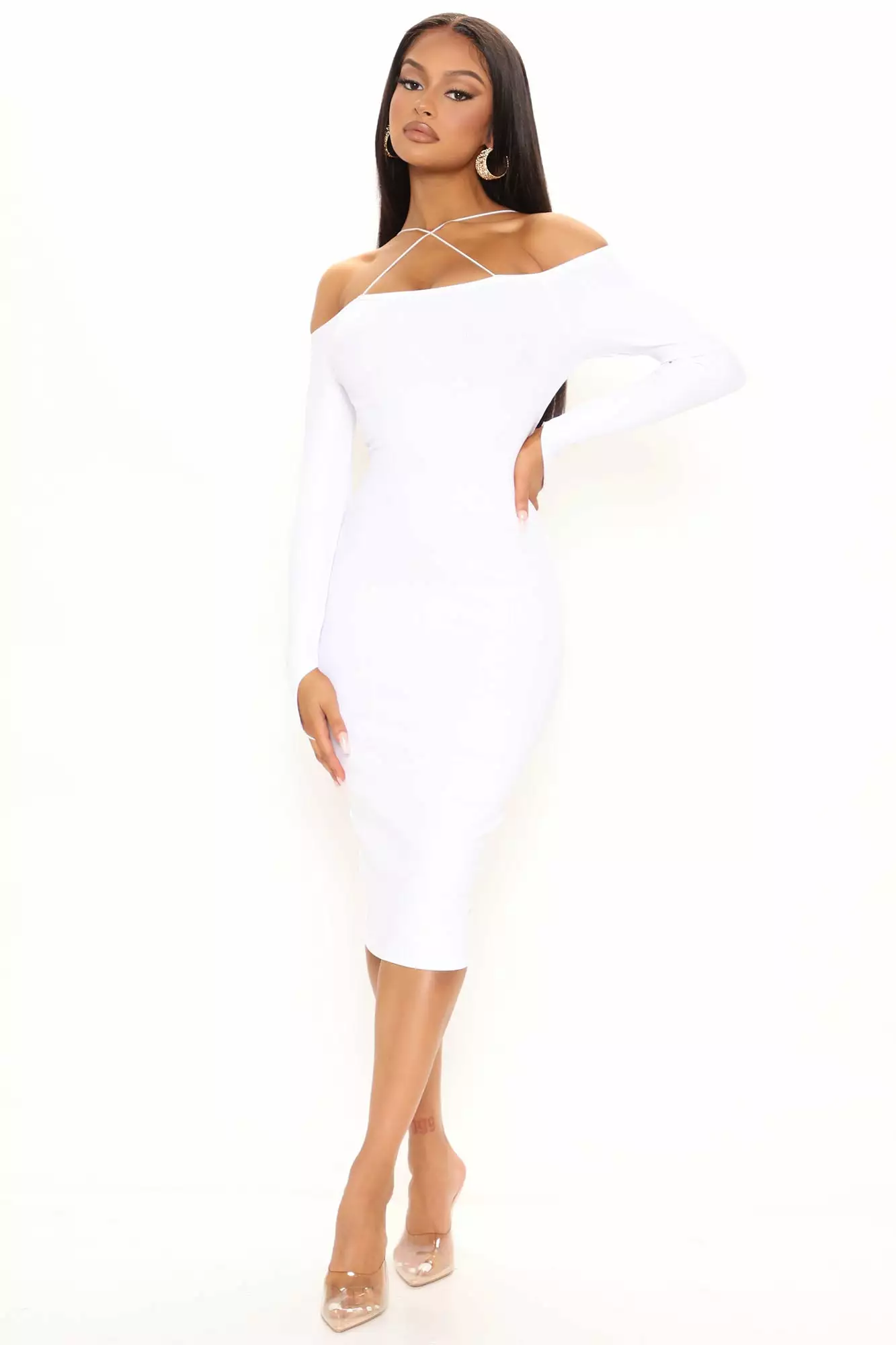 Fashion Nova Hilaria Ribbed Midi Dress - White 3 Fashion Nova Hilaria Ribbed Midi Dress - White