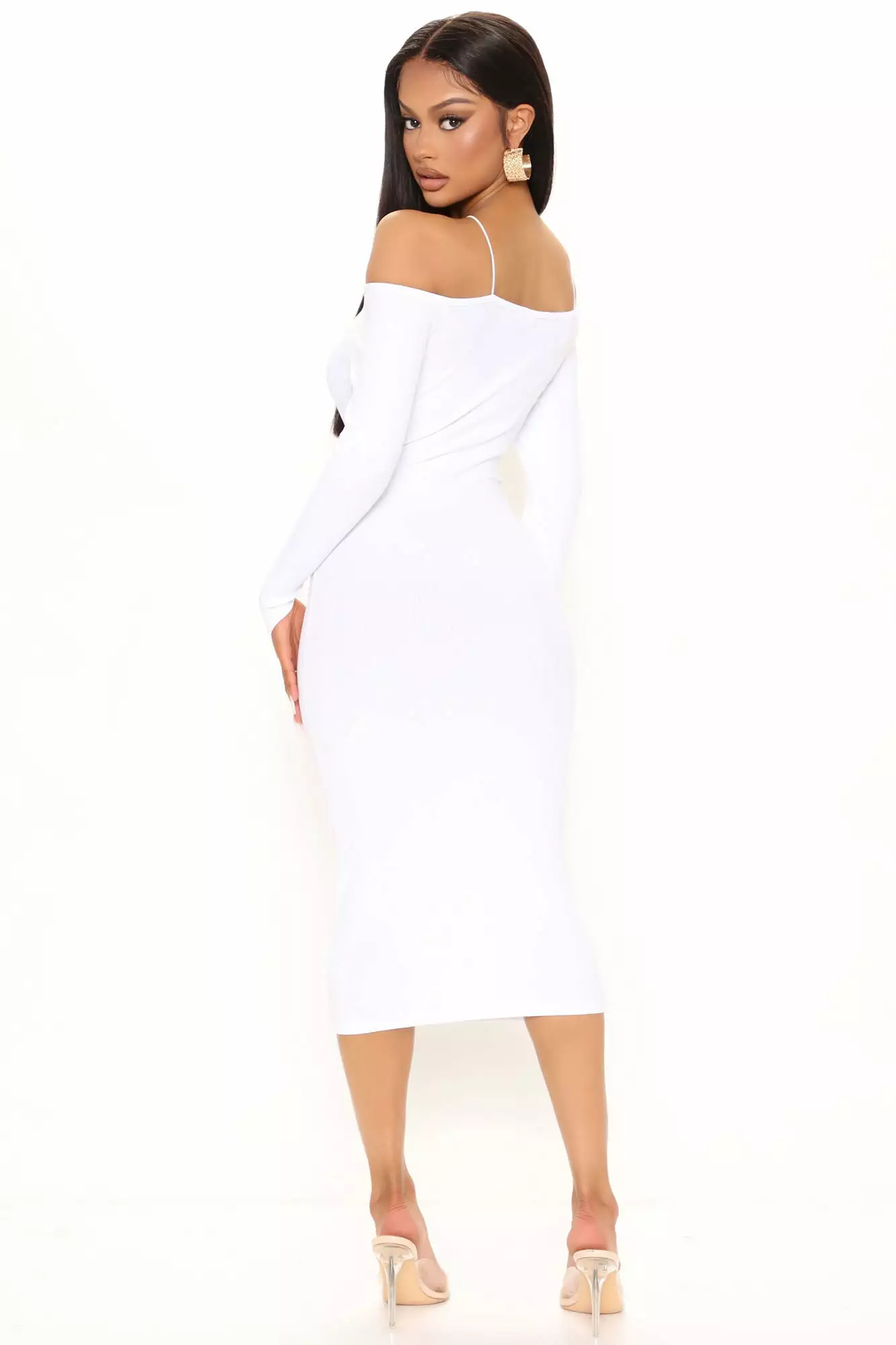 Fashion Nova Hilaria Ribbed Midi Dress - White 6 Fashion Nova Hilaria Ribbed Midi Dress - White - Image 4