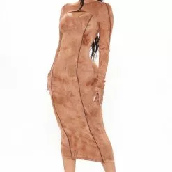 Fashion Nova Zipped In Tie Dye Midi Dress - Brown -Fashion Nova Dresses Shop 12 22 20Studio1 RT DJ 12 10 32 27 CD2238 Brown 31091 NT