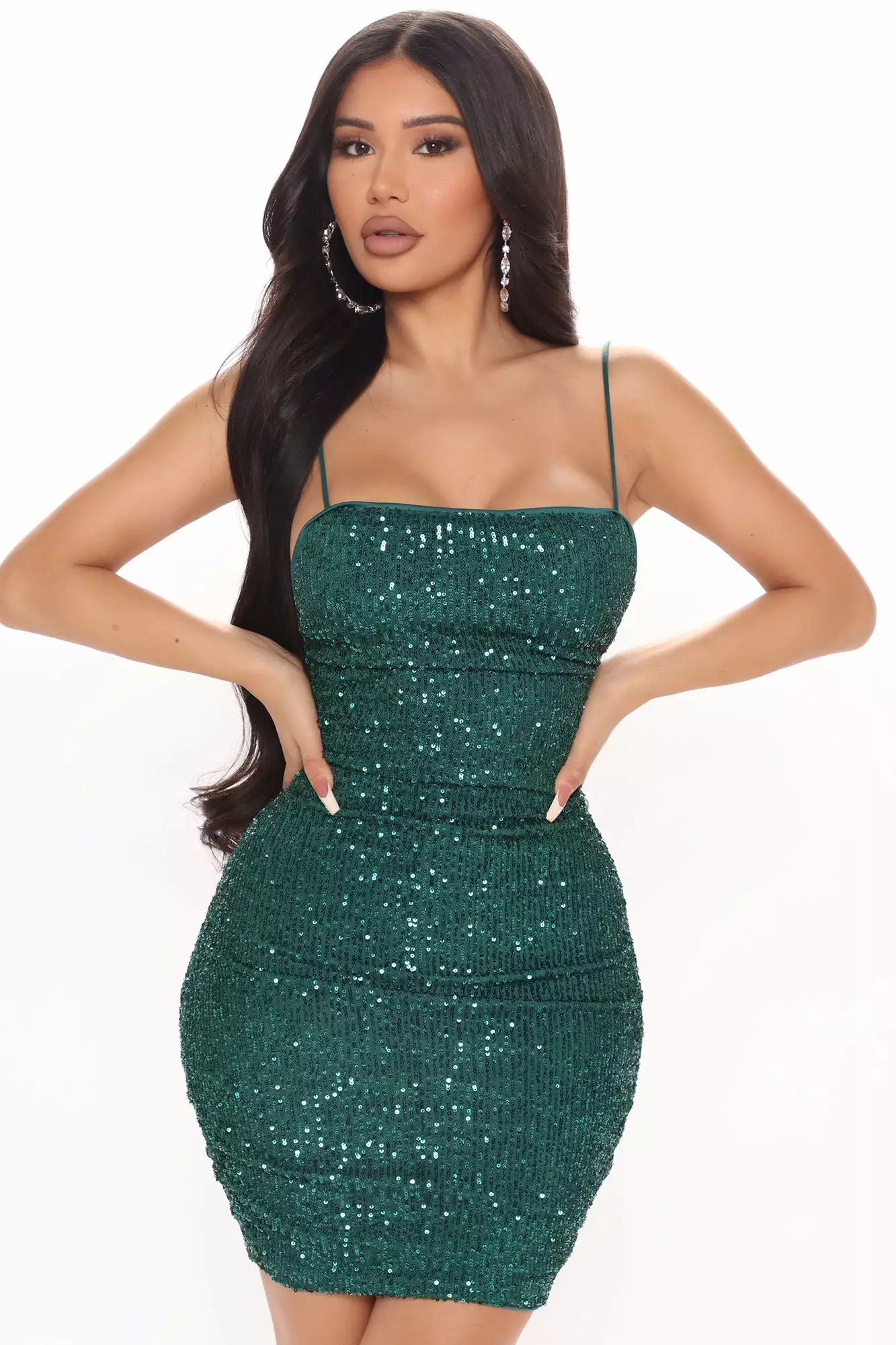 Fashion Nova Shine Bright Sequin Mini Dress - Hunter 5 Fashion Nova Shine Bright Sequin Mini Dress - Hunter - Image 3