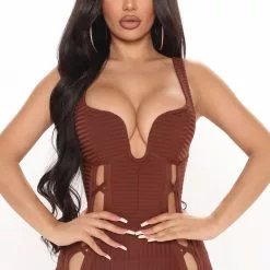 Fashion Nova No Cuts Given Bandage Midi Dress - Brown -Fashion Nova Dresses Shop 12 22 20Studio2 PA SD 14 10 59 34 MD6674 Brown 4073 EH