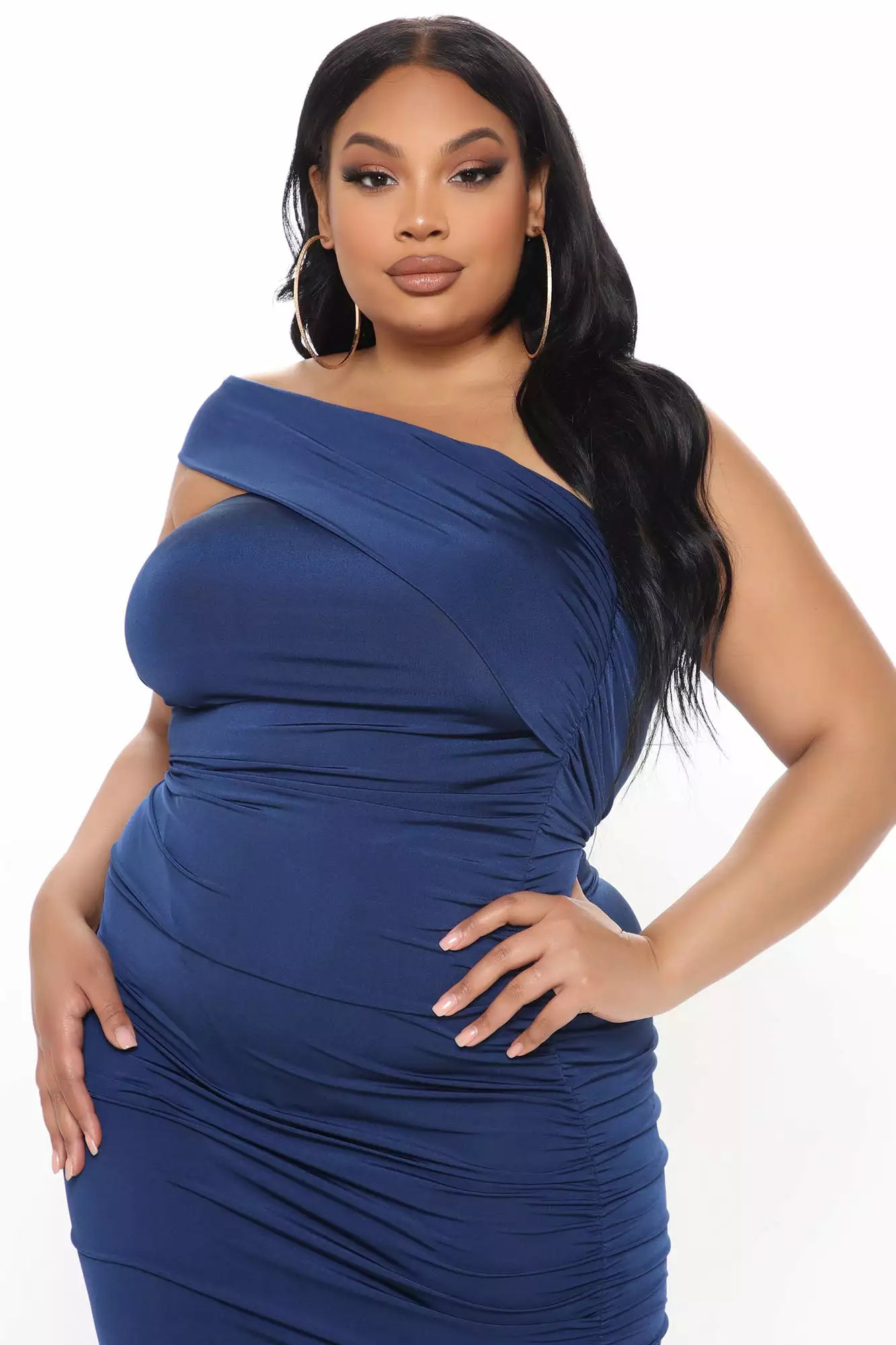Fashion Nova Tessa Ruched Midi Dress - Navy 10 Fashion Nova Tessa Ruched Midi Dress - Navy - Image 8