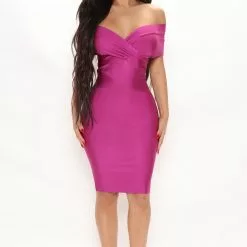 Fashion Nova Dolled Up For You Bandage Midi Dress - Magenta