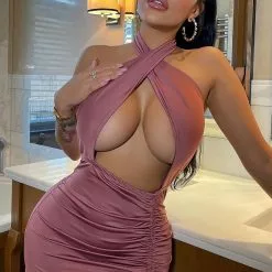 Fashion Nova Always Out Ruched Mini Dress - Mauve