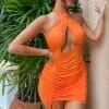 Fashion Nova Attention Cut Out Mini Dress - Orange -Fashion Nova Dresses Shop AttentionCutOutMiniDress Orange MER