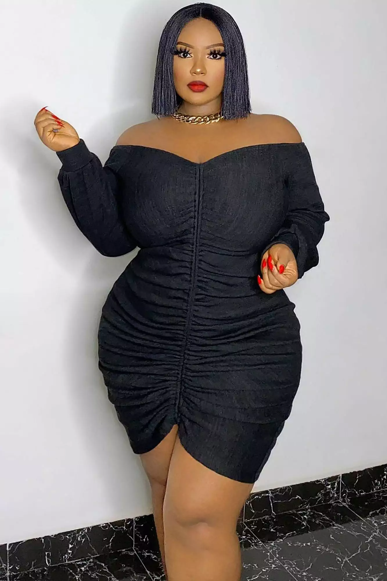 Fashion Nova Baby I'm In Love Ruched Dress - Black 7 Fashion Nova Baby I'm In Love Ruched Dress - Black - Image 5