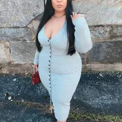 Fashion Nova Baby It's Cold Sweater Midi Dress - Heather Grey -Fashion Nova Dresses Shop BabyIt sColdSweaterMidiDress HeatherGrey MER PLUS