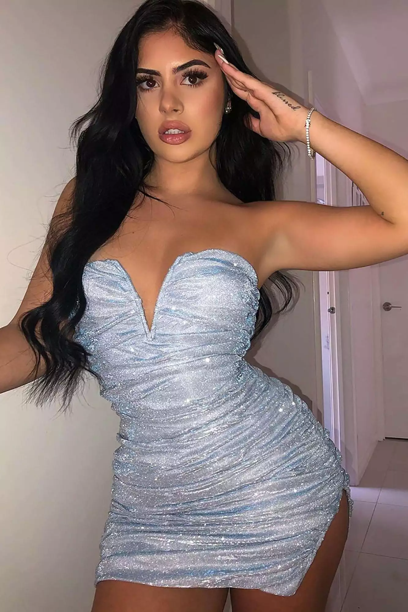 Fashion Nova Baddie Metallic Mini Dress - Light Blue 4 Fashion Nova Baddie Metallic Mini Dress - Light Blue - Image 2